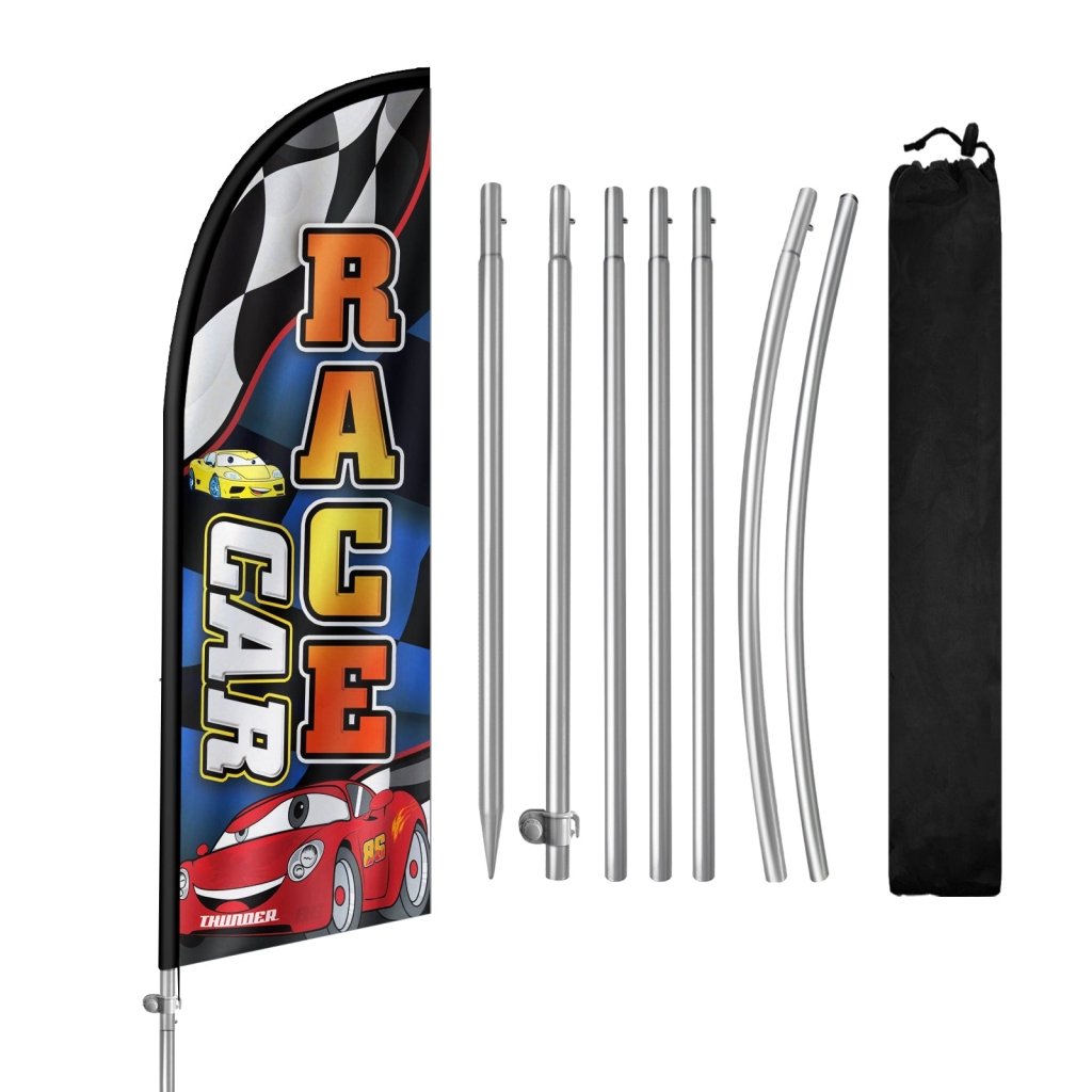 8F Race Car Feather Flag with Stainless Steel Pole Kit（2m flag set）