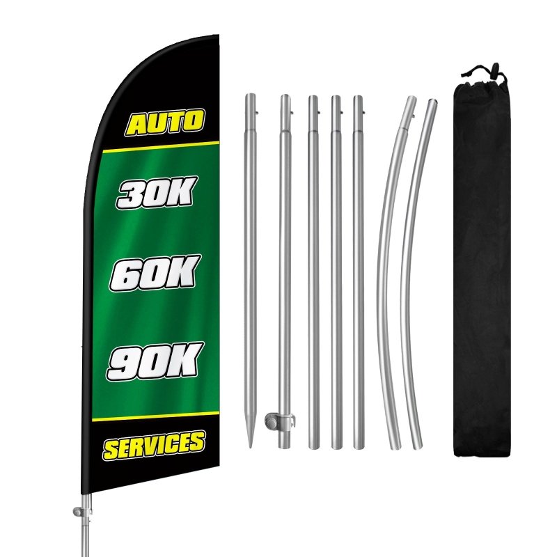 8F Tauto 30k 60k 90k service Feather Flag with Stainless Steel Pole Kit（2m flag set）