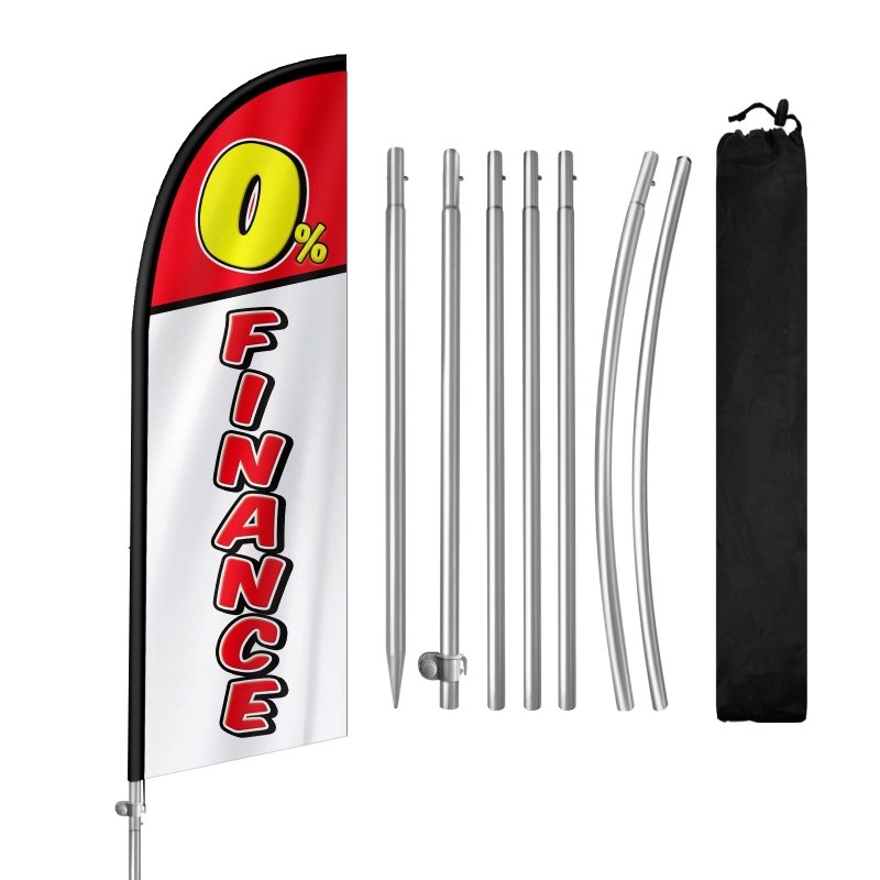 8FT 0% Finance Banner Feather Flag with Stainless Steel Pole Kit(2m flag set)