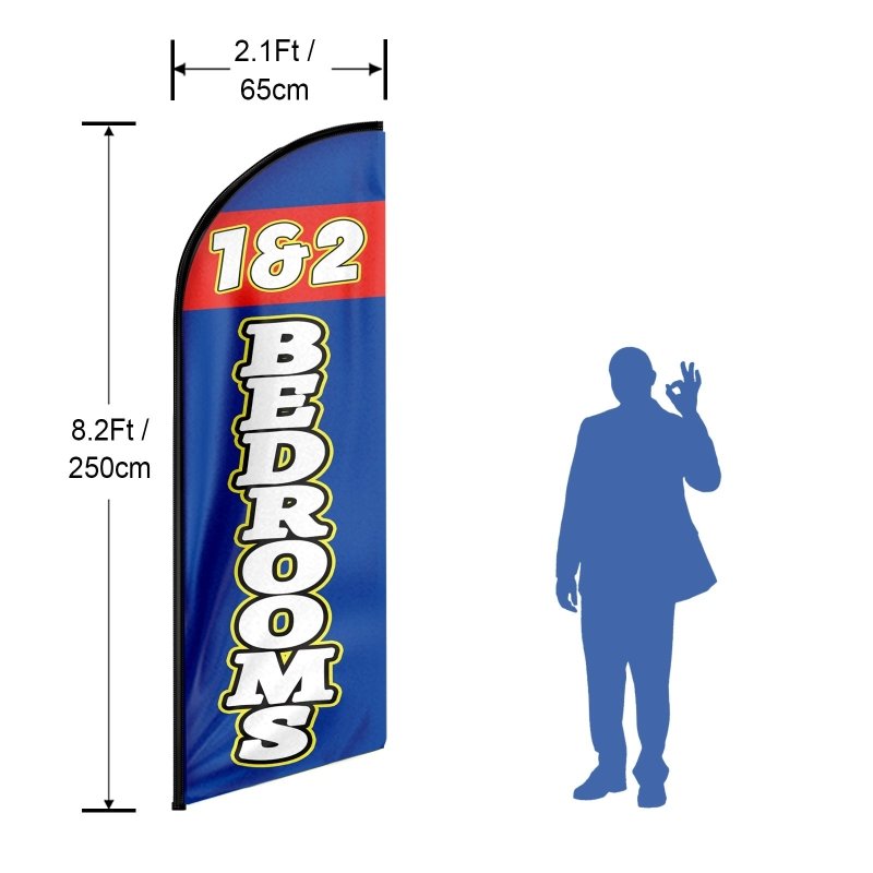 8FT 1 & 2 Bedrooms Advertising Swooper Flag (Flagpole Not Included 3.4)