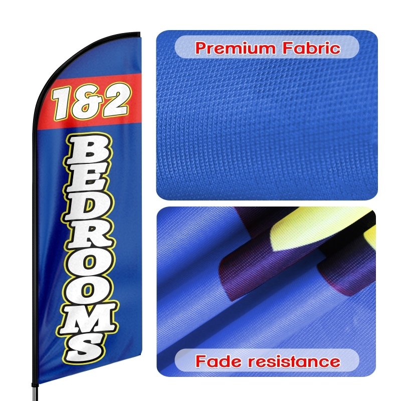 8FT 1 & 2 Bedrooms Advertising Swooper Flag (Flagpole Not Included 3.4)