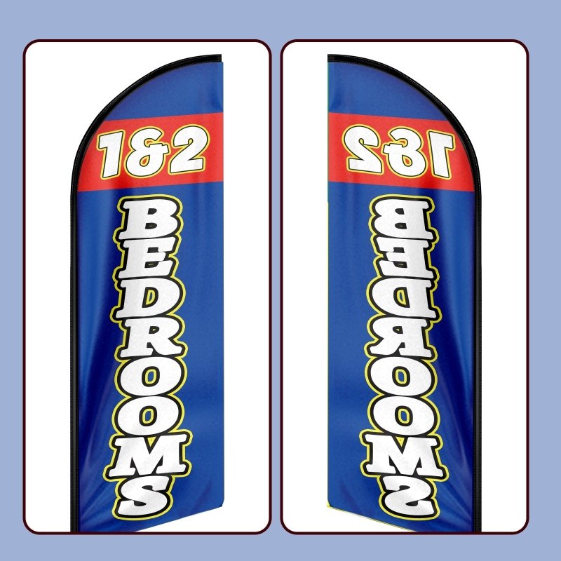 8FT 1 & 2 Bedrooms Advertising Swooper Flag (Flagpole Not Included 3.4)