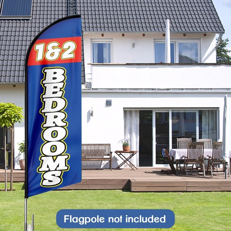 8FT 1 & 2 Bedrooms Advertising Swooper Flag (Flagpole Not Included 3.4)