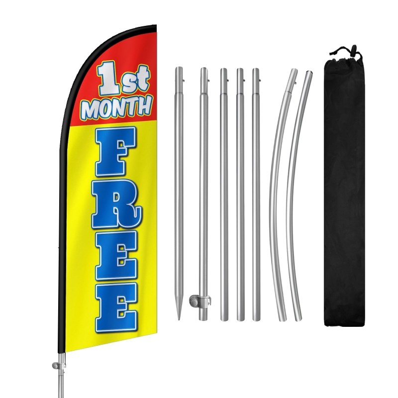 8FT 1St Month Free Banner Feather Flag with Stainless Steel Pole Kit（2m flag set）