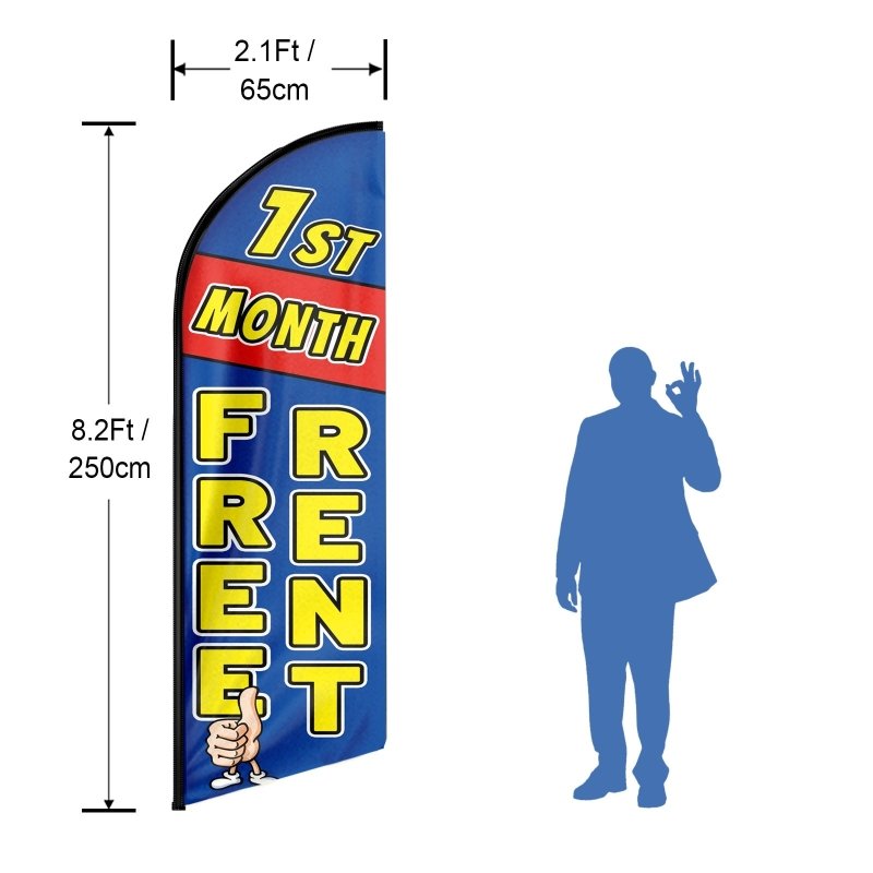 8FT 1St Month Free Rent Advertising Swooper Flag(Flagpole Not Included 3.4)