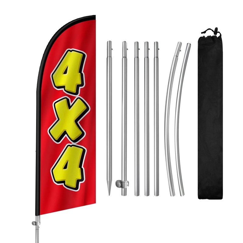 8FT 4X4 Banner Feather Flag with Stainless Steel Pole Kit（2m flag set）