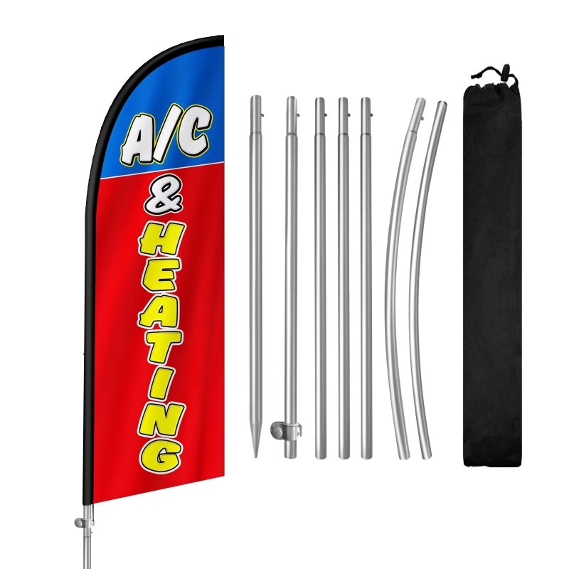 8FT AC Heating Feather Flag with Stainless Steel Pole Kit(2m flag set)