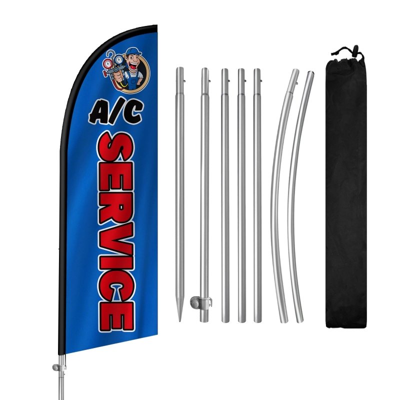 8FT AC Seriver Banner Feather Flag with Stainless Steel Pole Kit(2m flag set)