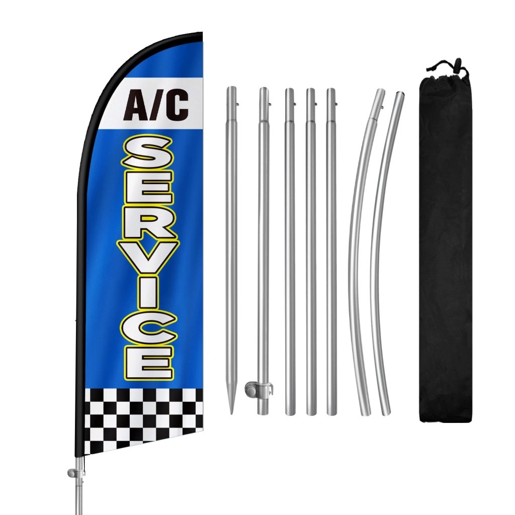 8FT A/C Service 01 Feather Flag with Stainless Steel Pole Kit（2m flag set）