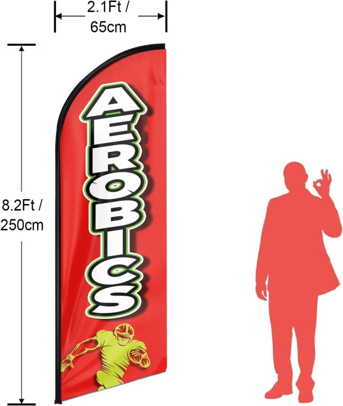 8FT Aerobics Advertising Swooper Flag (Flagpole Not Included 3.4)