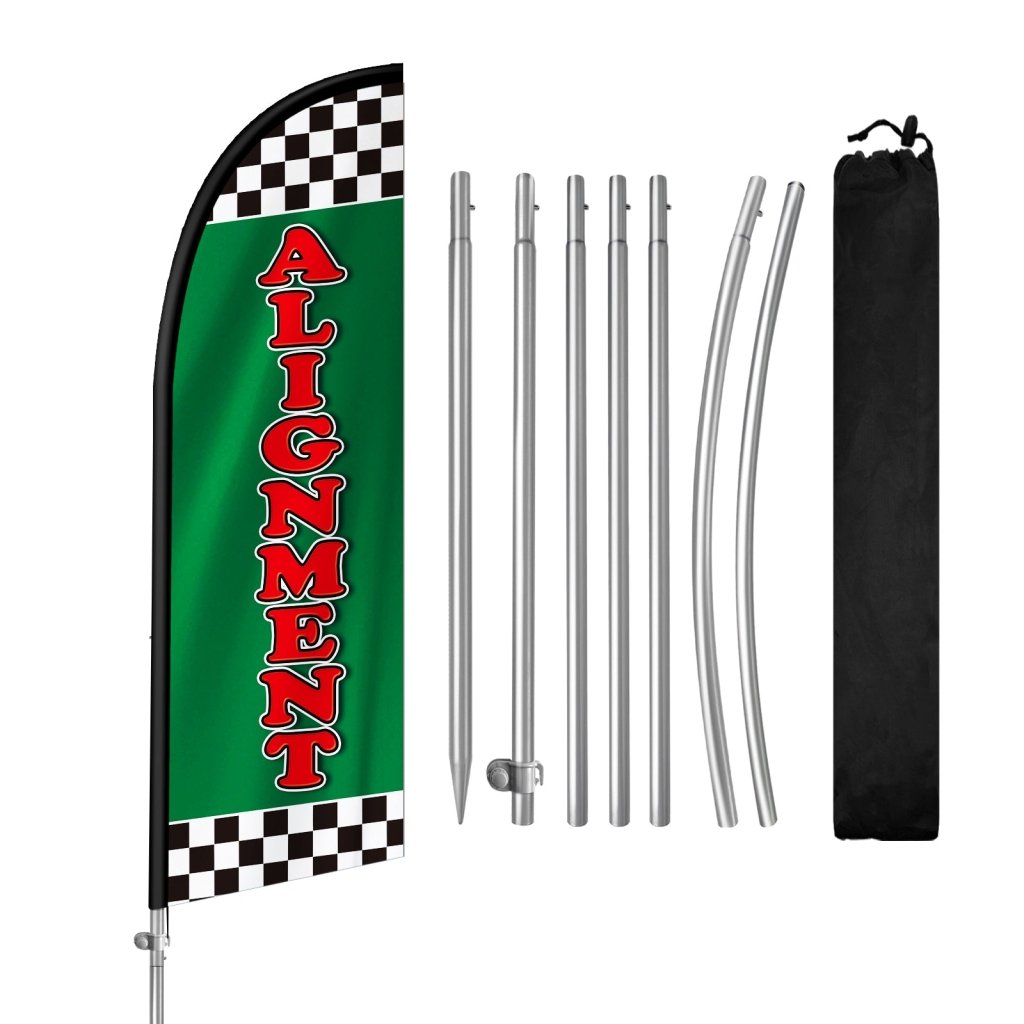 8FT Alignment Green Feather Flag with Stainless Steel Pole Kit(2m flag set)