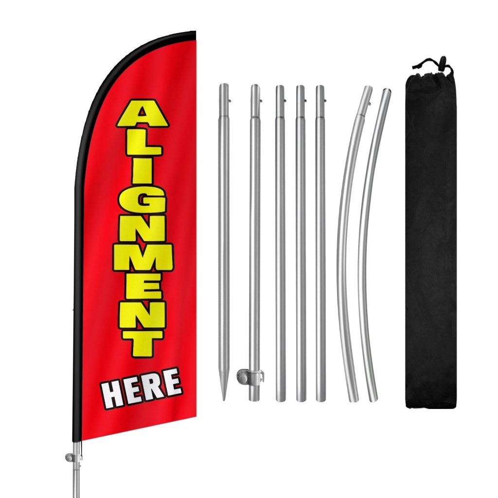 8FT Alignment Here Feather Flag with Stainless Steel Pole Kit(2m flag set)