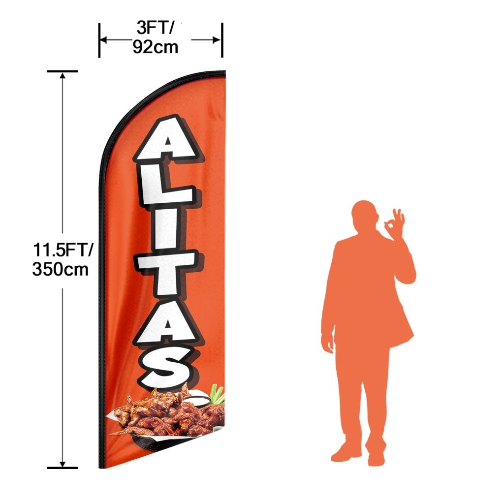 8FT Alitas Advertising Swooper Flag(Flagpole Not Included 3.4)