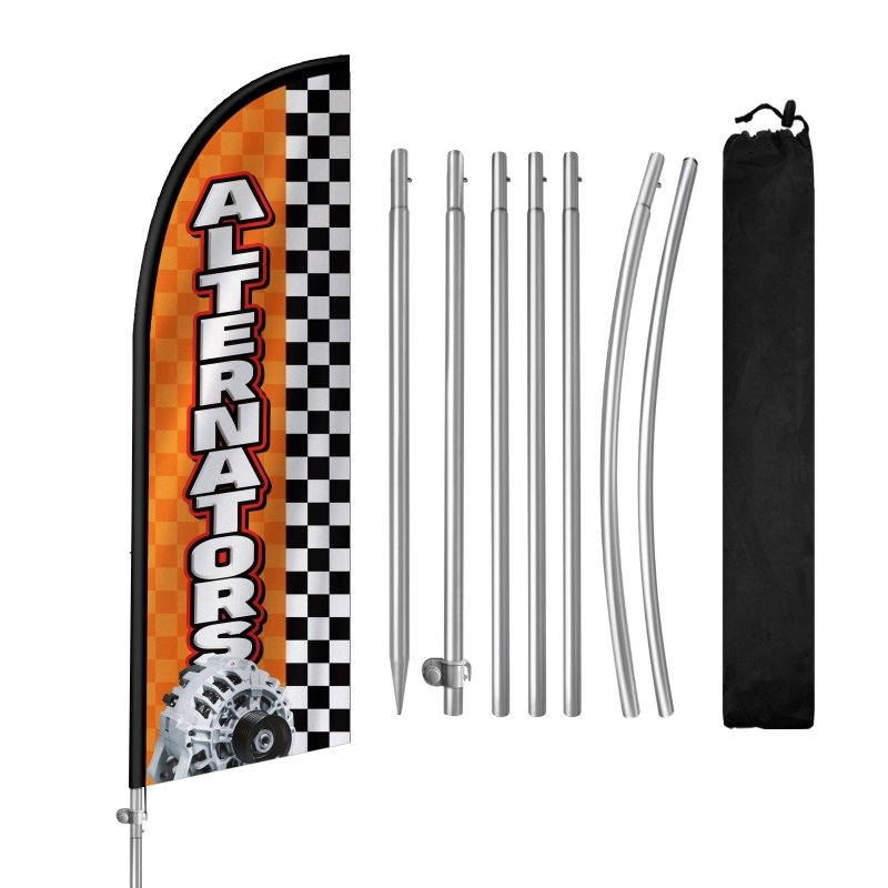 8FT Alternators Banner Feather Flag with Stainless Steel Pole Kit(2m flag set)