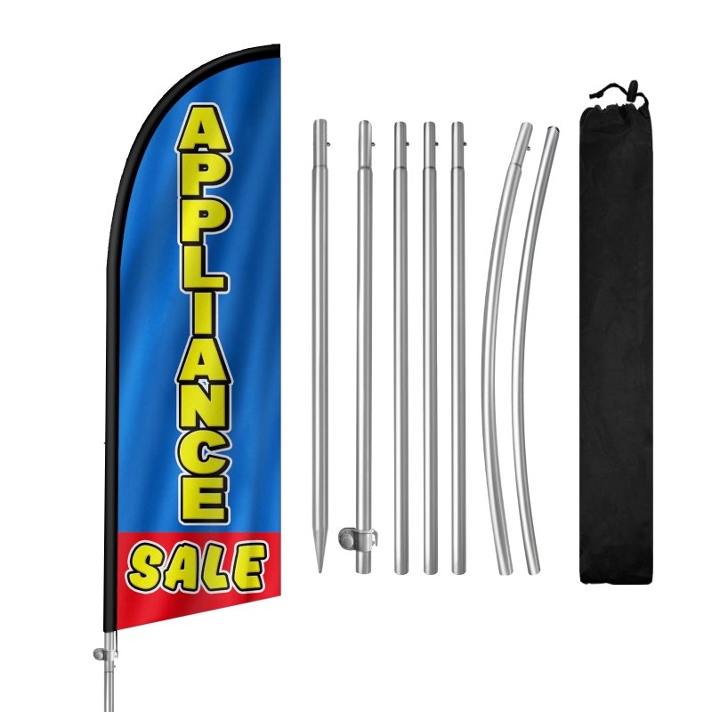 8FT Appliance Sale Banner Feather Flag with Stainless Steel Pole Kit(2m flag set)