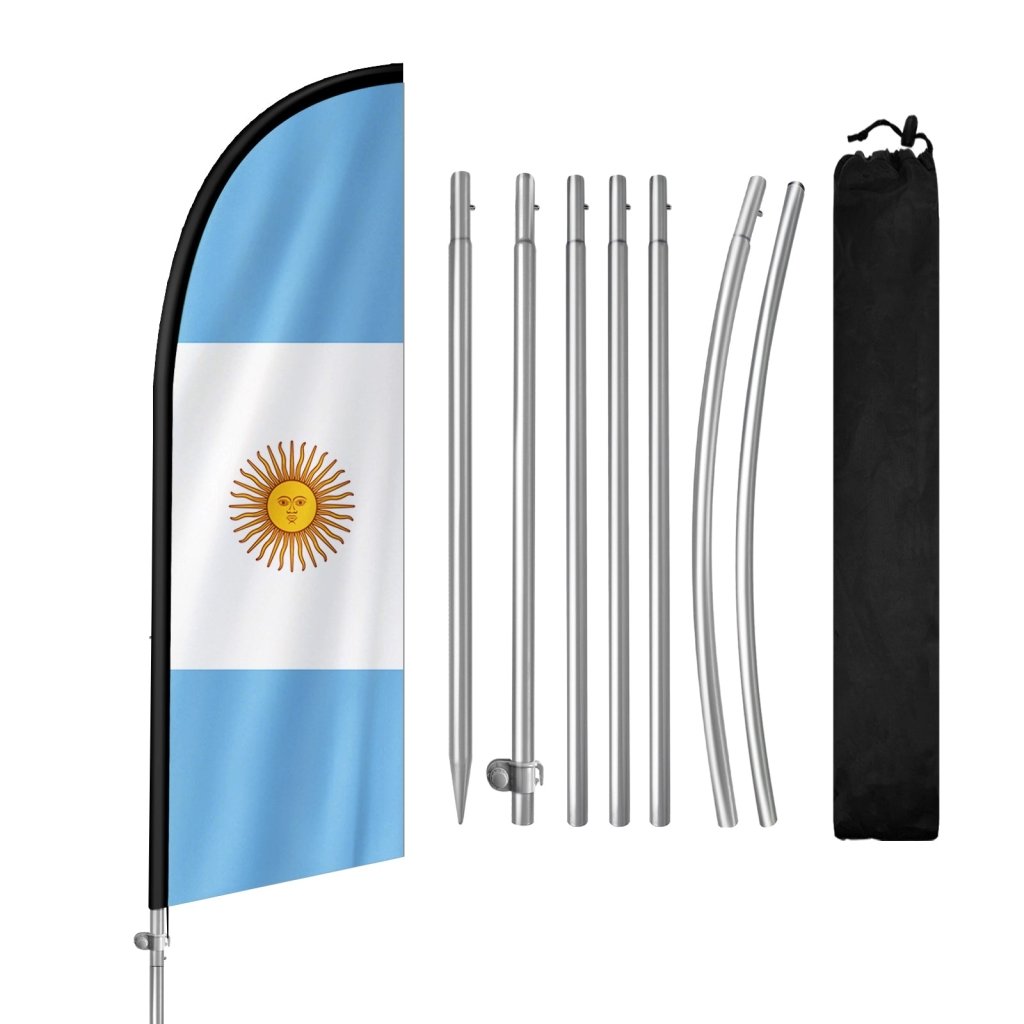 8FT Argentina Flag Feather Flag with Stainless Steel Pole Kit(2m flag set)