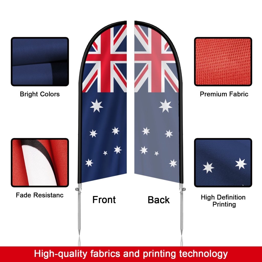 8FT Australia Flag Feather Flag with Stainless Steel Pole Kit(2m flag set)