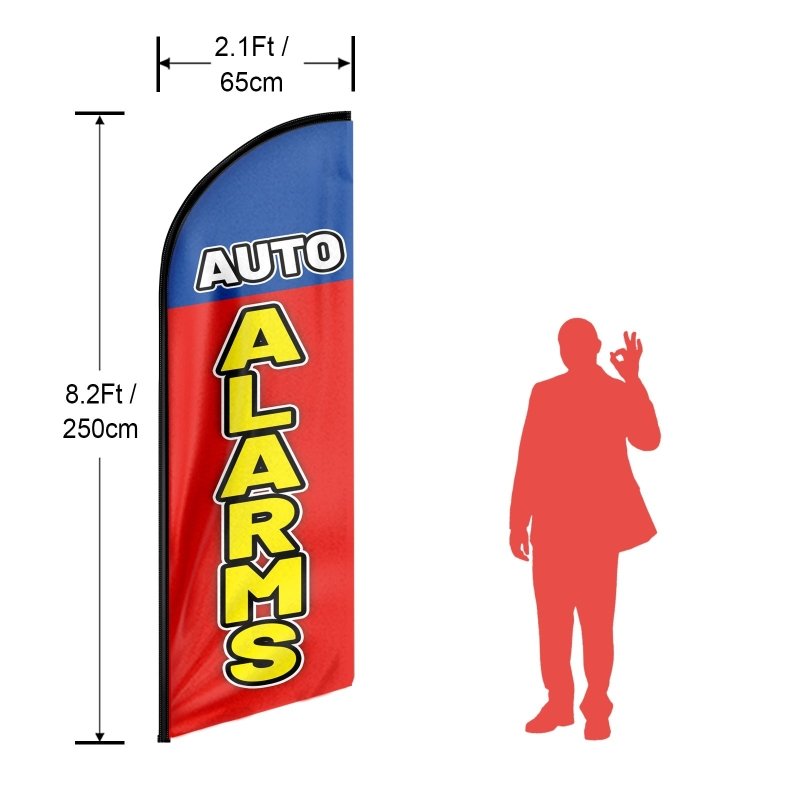 8FT Auto Alarms Advertising Swooper Flag(Flagpole Not Included 3.4)