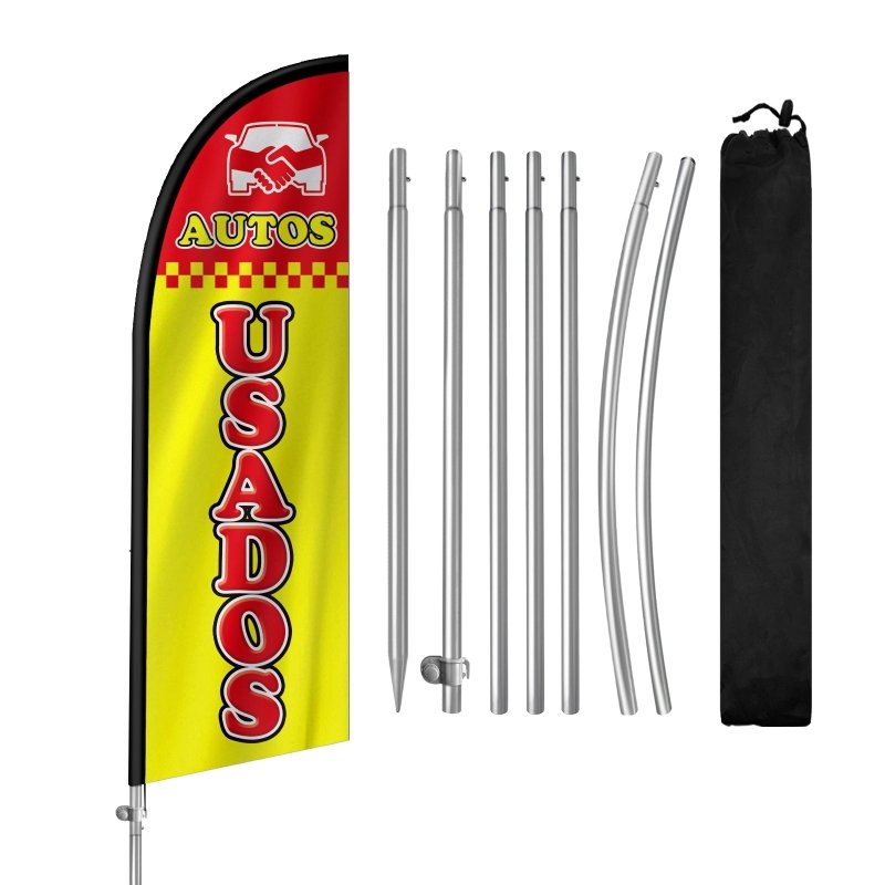 8FT Autos Usados Banner Feather Flag with Stainless Steel Pole Kit/Ground Stake(2m flag set)