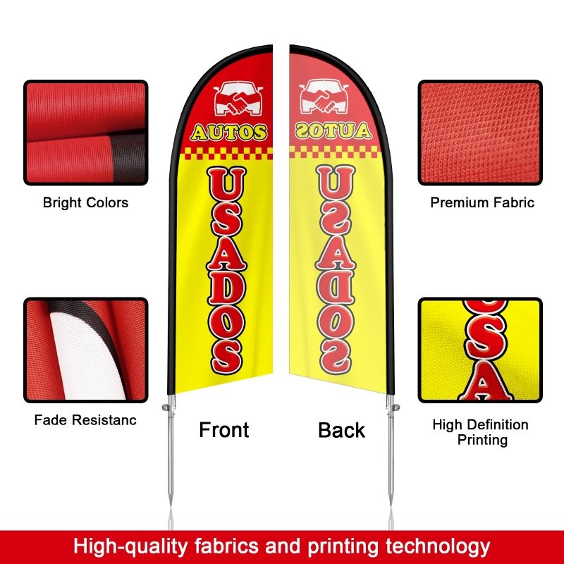8FT Autos Usados Banner Feather Flag with Stainless Steel Pole Kit/Ground Stake(2m flag set)