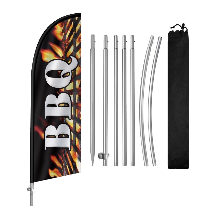 8FT Barbecue Banner 01 Feather Flag with Stainless Steel Pole Kit(2m flag set)