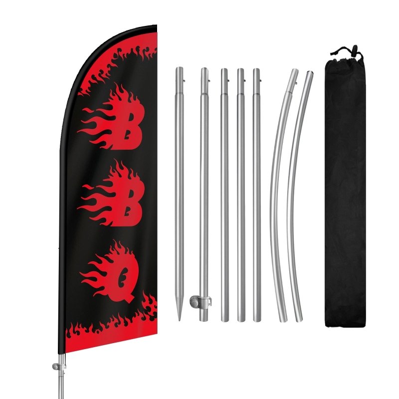 8FT Barbecue Banner 04 Feather Flag with Stainless Steel Pole Kit(2m flag set)