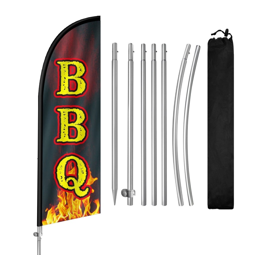 8FT BBQ 01 Feather Flag with Stainless Steel Pole Kit(2m flag set)