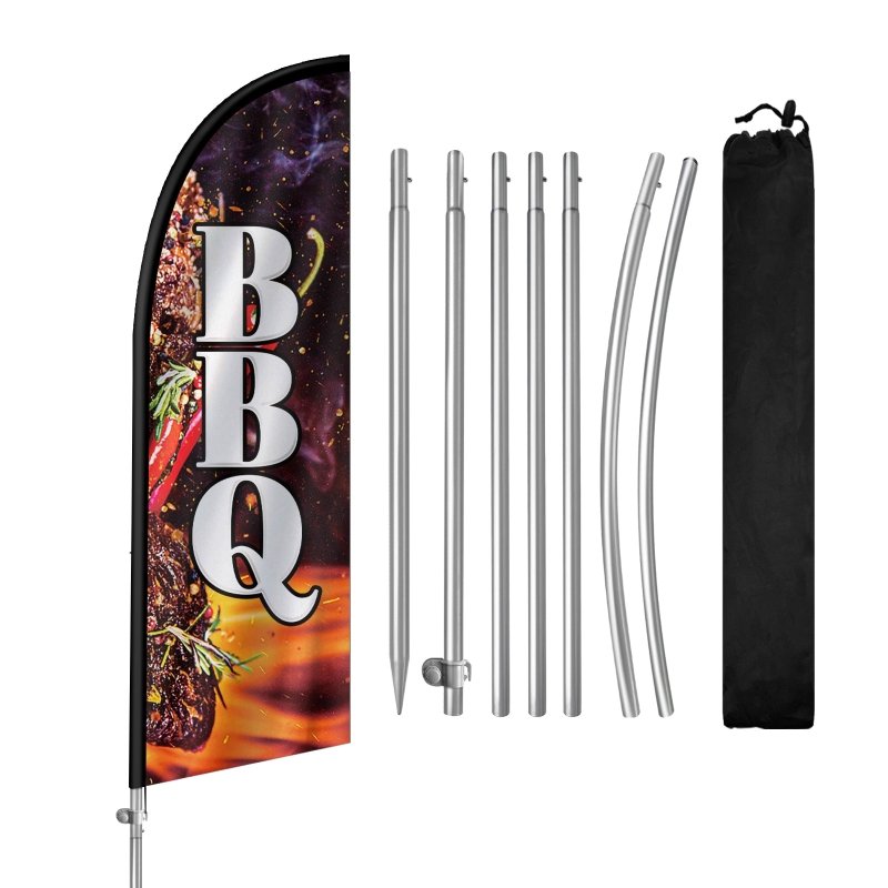 8FT Bbq Wings 03 Banner Feather Flag with Stainless Steel Pole Kit(2m flag set)