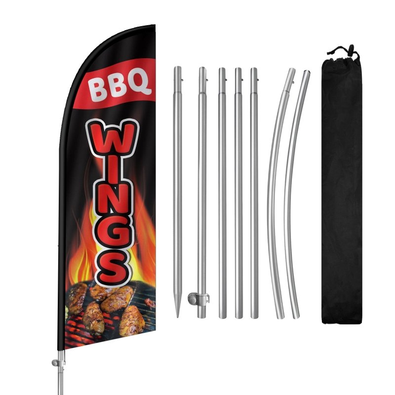 8FT Bbq Wings 05 Banner Feather Flag with Stainless Steel Pole Kit(2m flag set)