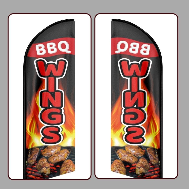 8FT Bbq Wings Advertising Swooper Flag(Flagpole Not Included 3.4)