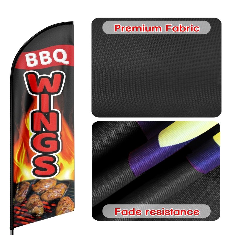 8FT Bbq Wings Advertising Swooper Flag(Flagpole Not Included 3.4)