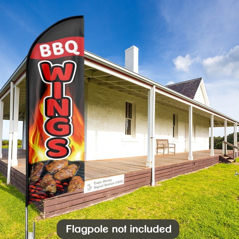 8FT Bbq Wings Advertising Swooper Flag(Flagpole Not Included 3.4)