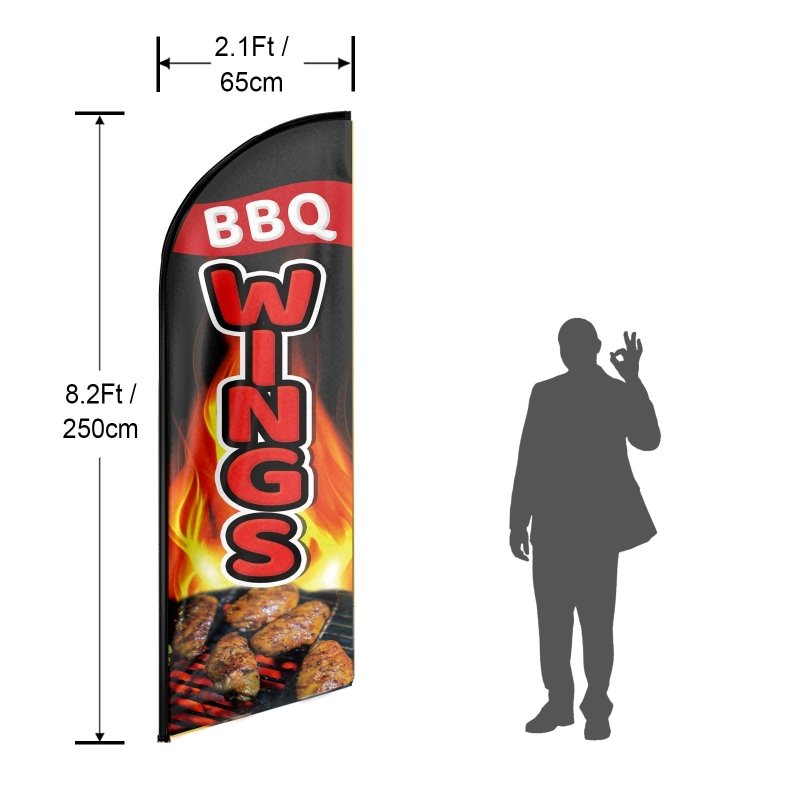 8FT Bbq Wings Advertising Swooper Flag(Flagpole Not Included 3.4)