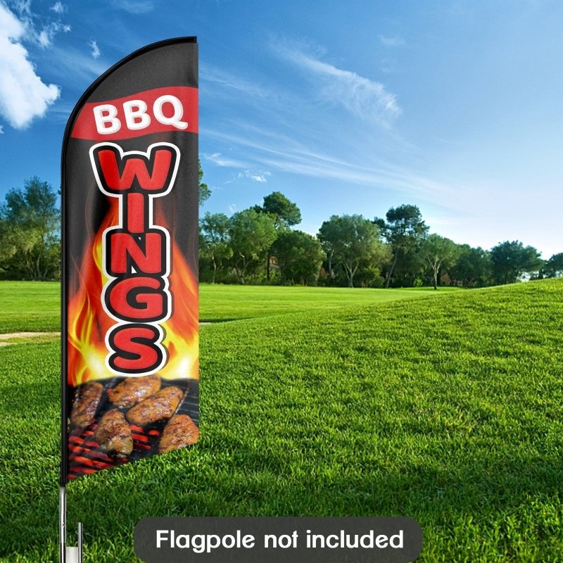 8FT Bbq Wings Advertising Swooper Flag(Flagpole Not Included 3.4)