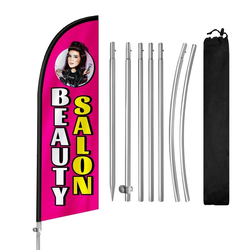 8FT Beauty Salon 01 Banner Feather Flag with Stainless Steel Pole Kit(2m flag set)