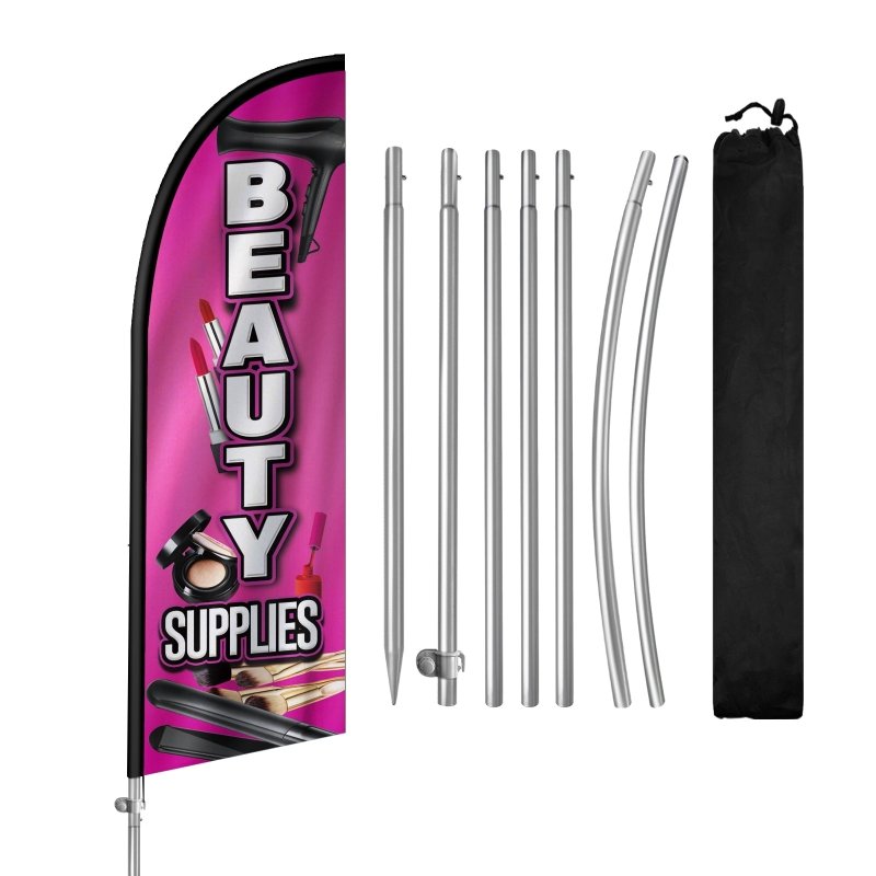 8FT Beauty Supplies Feather Flag with Stainless Steel Pole Kit(2m flag set)