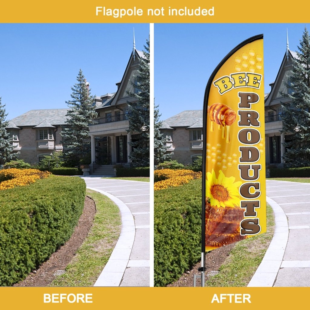 8FT Bee Products Advertising Swooper Flag (Flagpole Not Included 3.4)