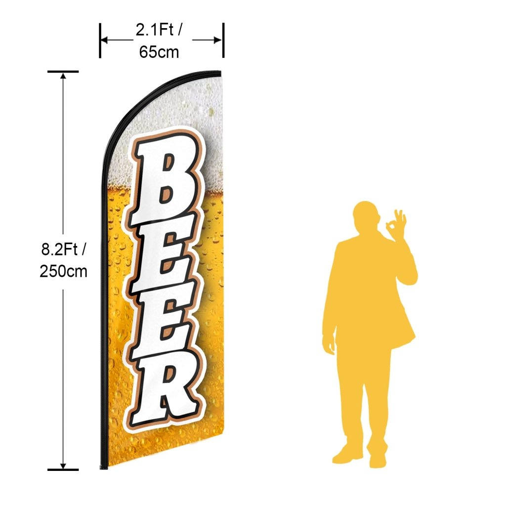 8FT Beer Advertising Swooper Flag (Flagpole Not Included 3.4)