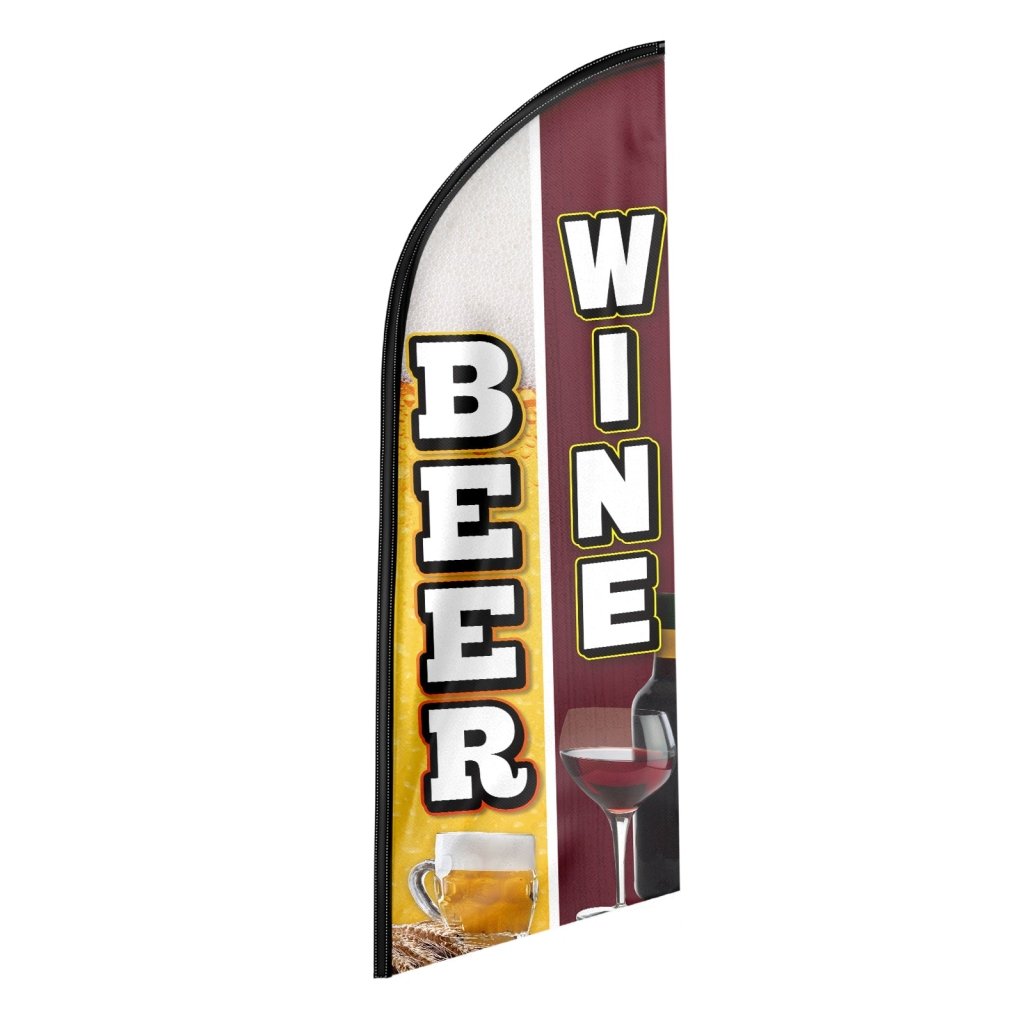 8FT Beer Wine Advertising Swooper Flag (Flagpole Not Included 3.4)