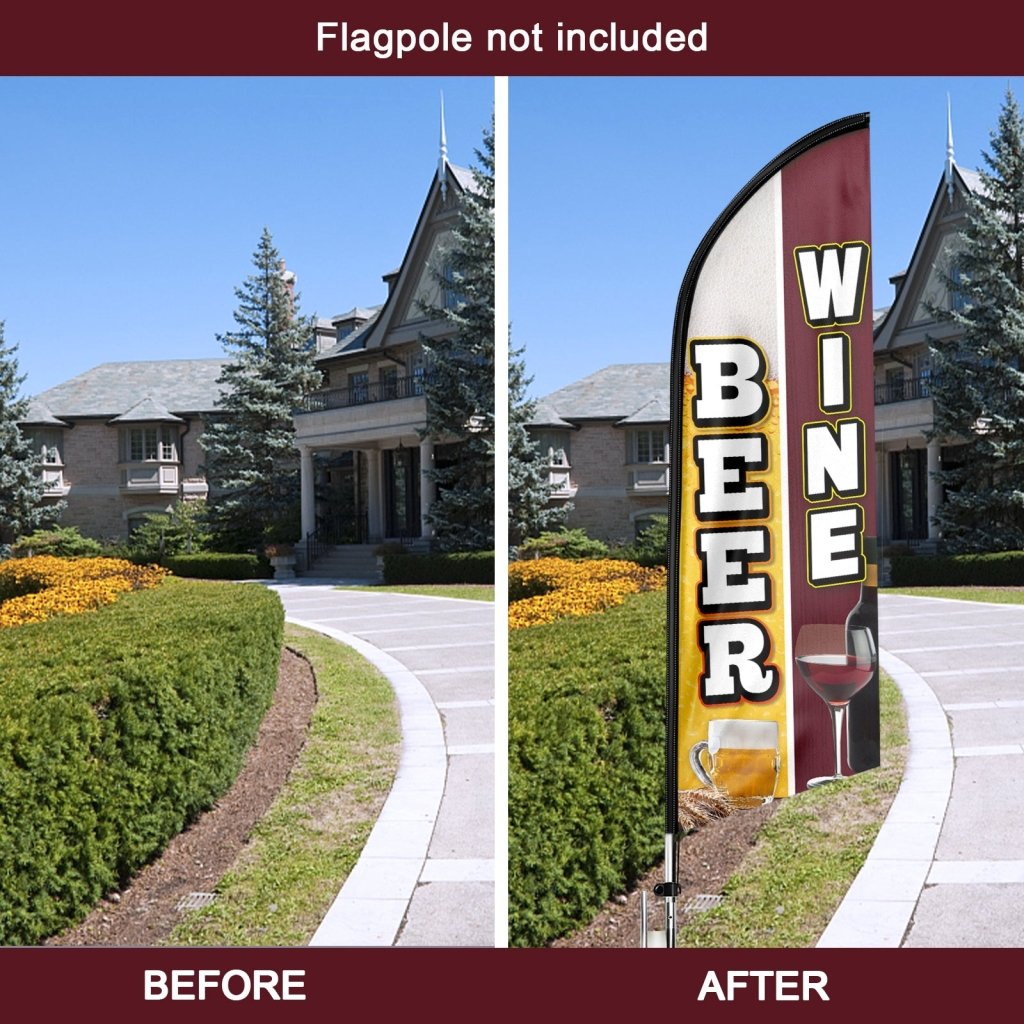 8FT Beer Wine Advertising Swooper Flag (Flagpole Not Included 3.4)