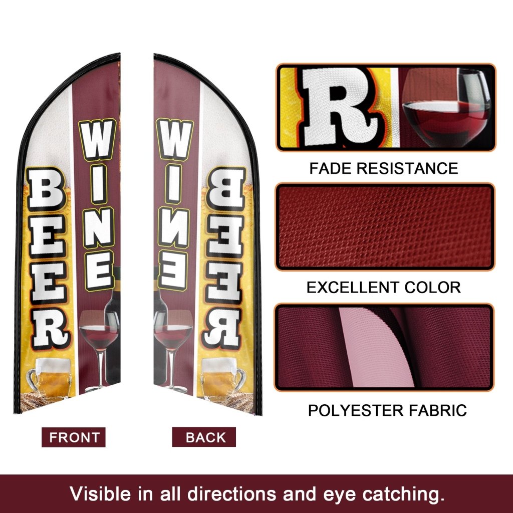 8FT Beer Wine Advertising Swooper Flag (Flagpole Not Included 3.4)