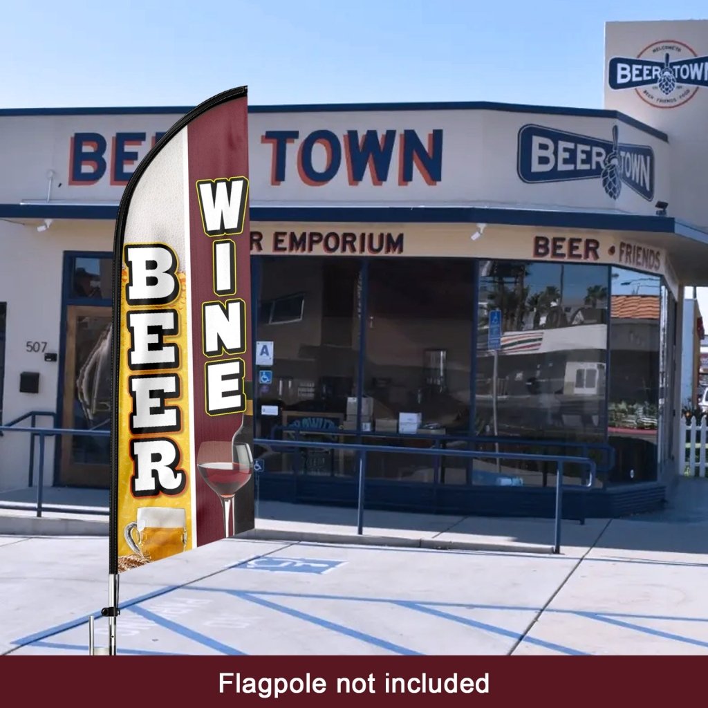 8FT Beer Wine Advertising Swooper Flag (Flagpole Not Included 3.4)