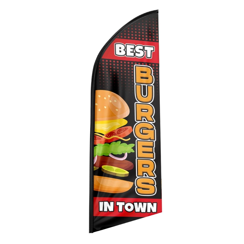 8FT Best Burgers In Town Swooper Flag (Flagpole Not Included 3.4)