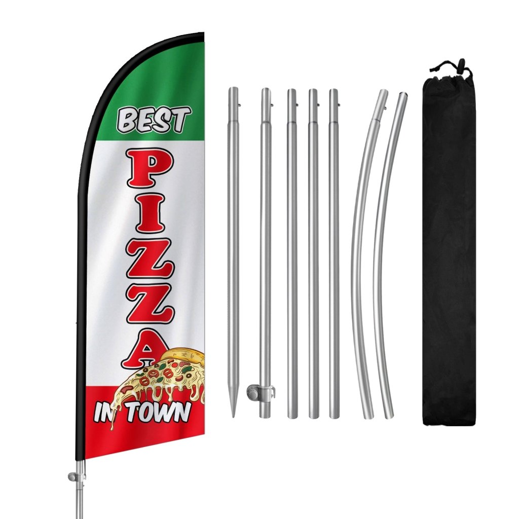 8FT Best Pizza in Town Banner Feather Flag Pole Kit(2m flag set)