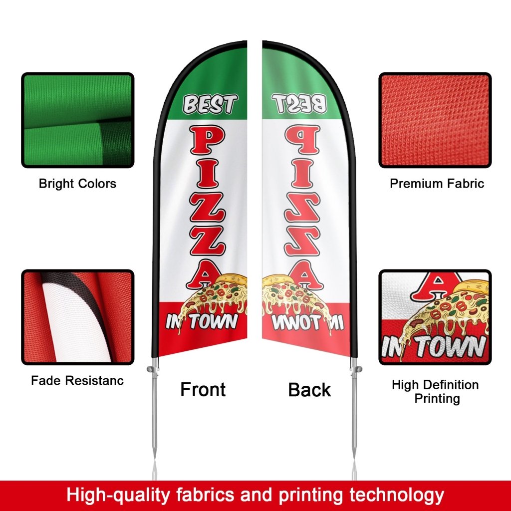 8FT Best Pizza in Town Banner Feather Flag Pole Kit(2m flag set)