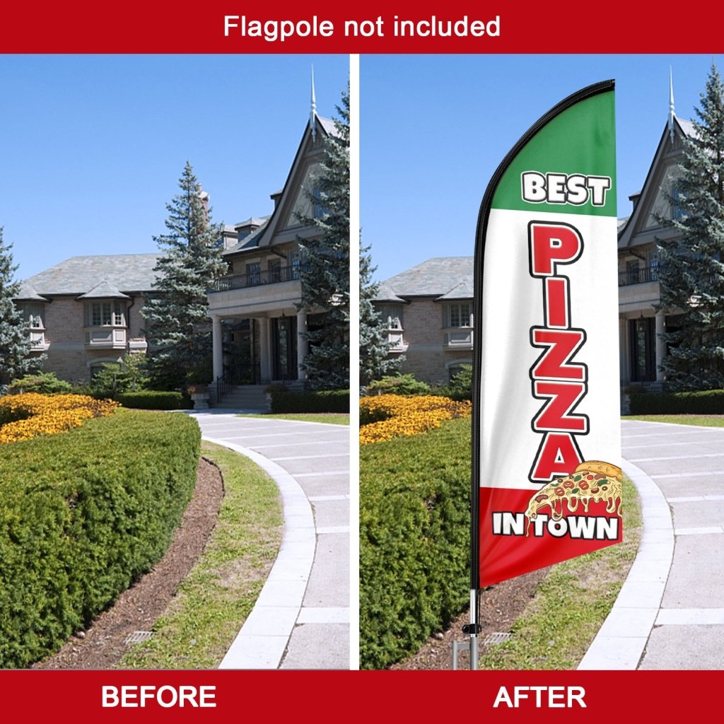 8FT Best Pizza In Town Swooper Flag(Flagpole Not Included 3.4)