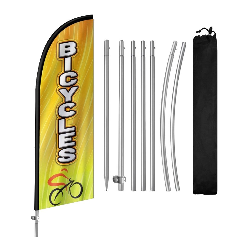 8FT Bicycles Banner Feather Flag with Stainless Steel Pole Kit(2m flag set)