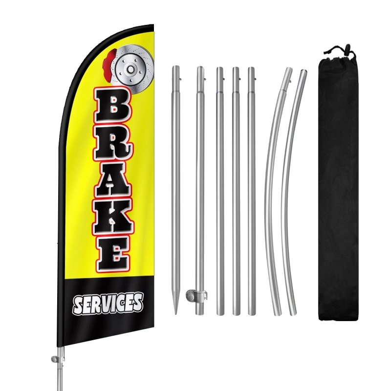 8FT Brakes Yellow&Black Feather Flag with Stainless Steel Pole Kit(2m flag set)