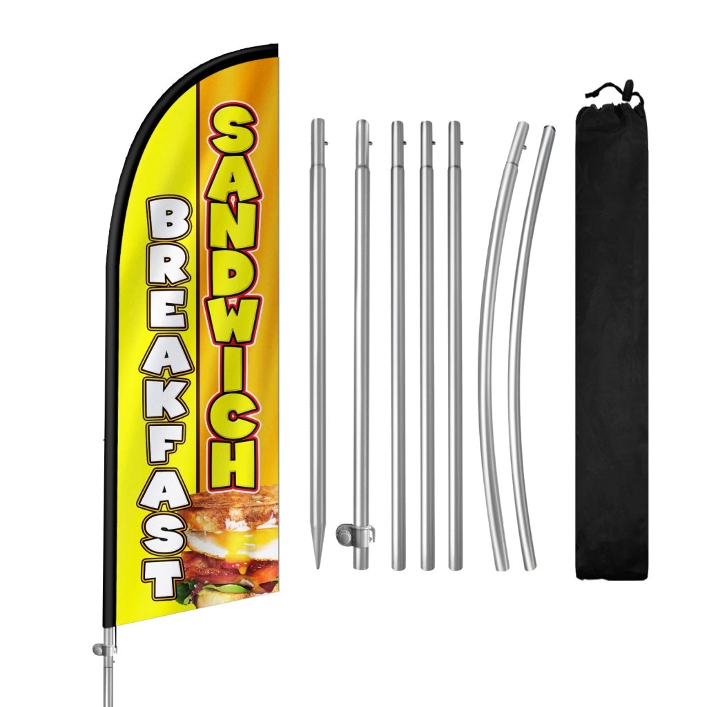 8FT Breakfast Sandwiches Feather Flag with Stainless Steel Pole Kit(2m flag set)