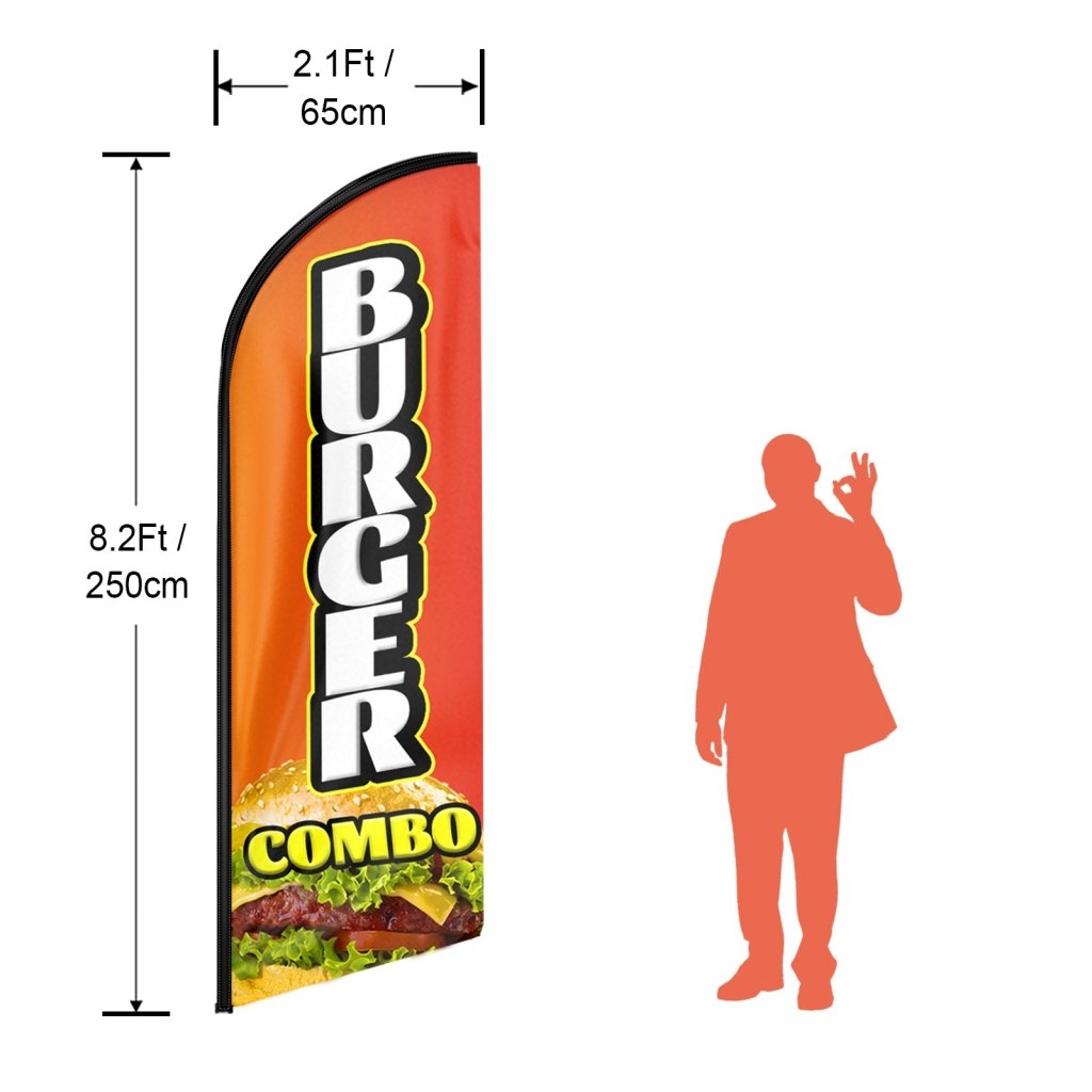 8FT Burger Combo Swooper Flag (Flagpole Not Included 3.4)